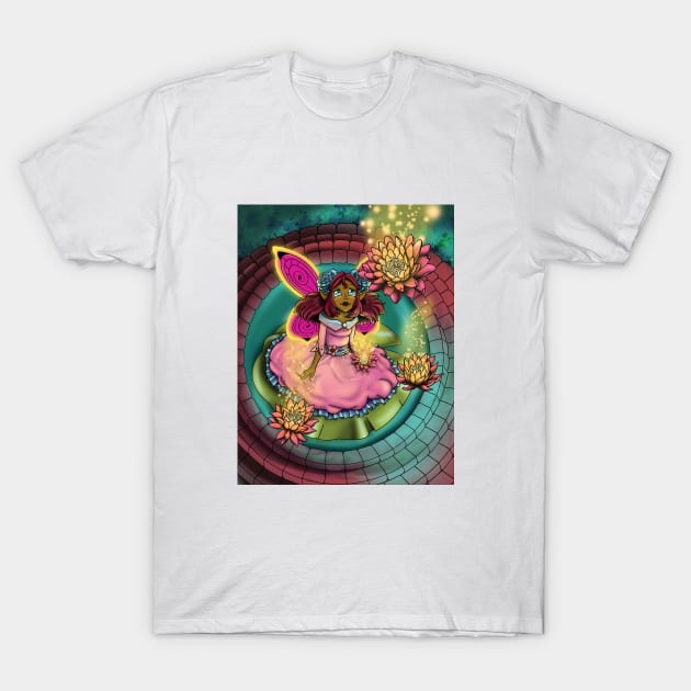 African American Fairy and Water Lilies T-Shirt by treasured-gift